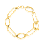 Load image into Gallery viewer, 18K Real Gold Square Oval Linked Bracelet
