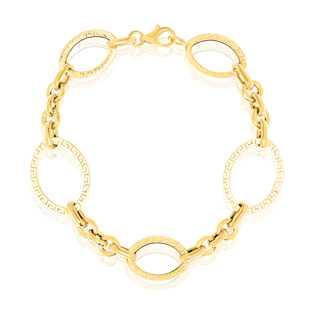 18K Real Gold Oval Linked Bracelet