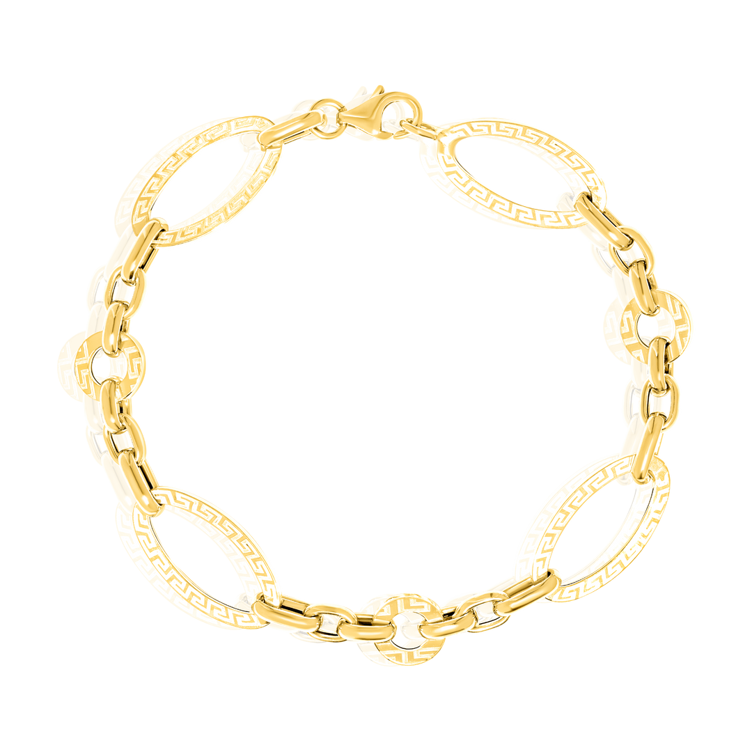 18K Real Gold Oval Linked Bracelet