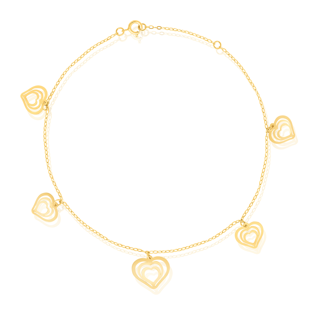 18K Real Gold Heart Bracelet