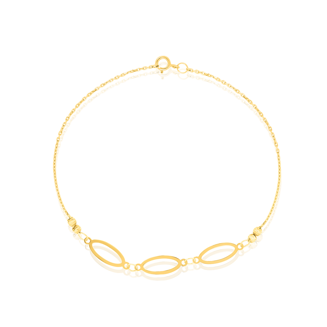 18K Real Gold Oval Linked Bracelet