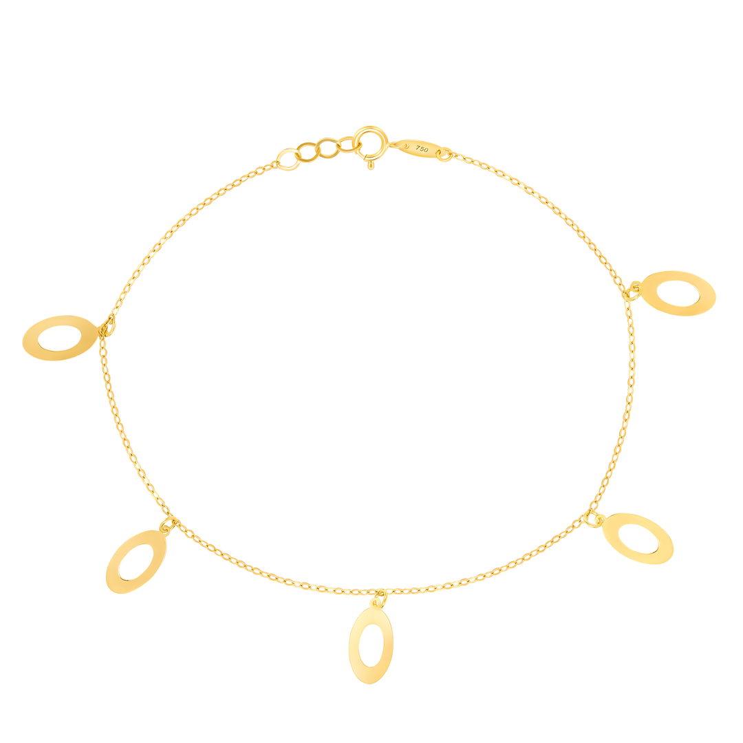 18K Real Gold Oval Bracelet