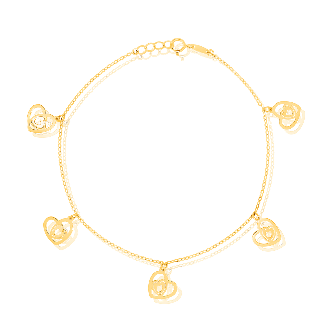 18K Real Gold Heart Bracelet