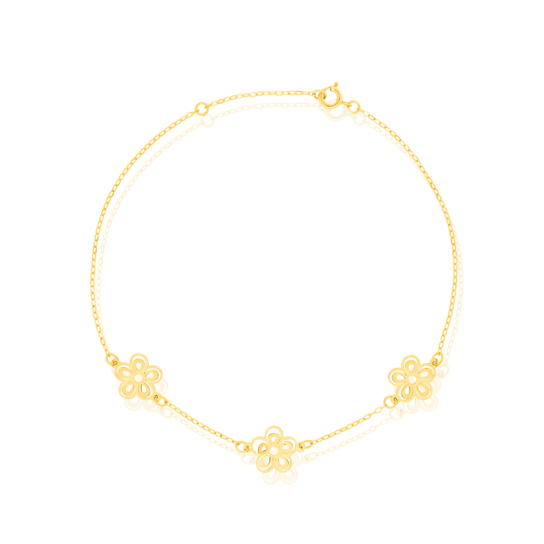 18K Real Gold Flower Bracelet