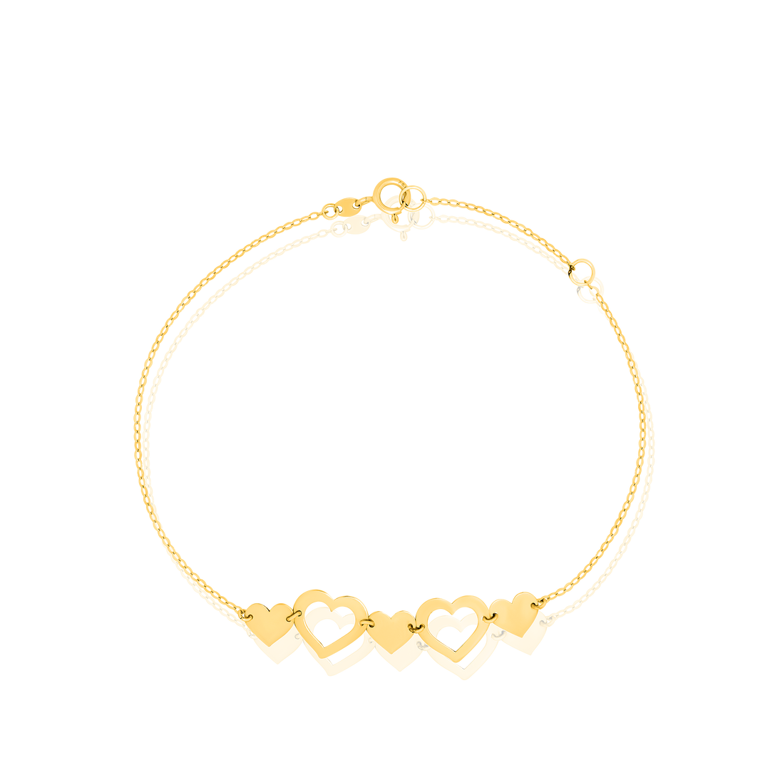 18K Real Gold Heart Bracelet