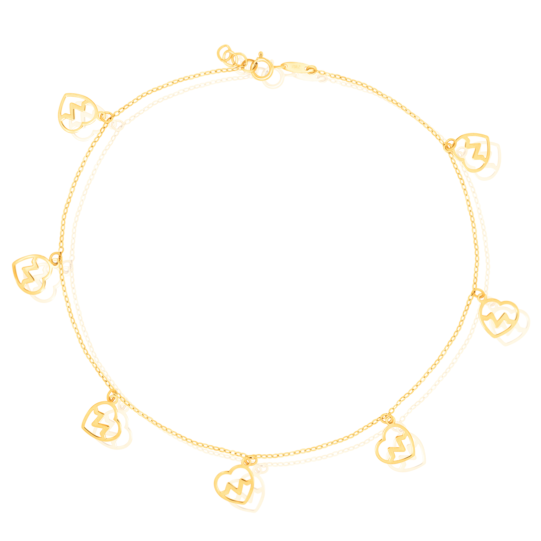 18K Real Gold Heart Beat Anklet