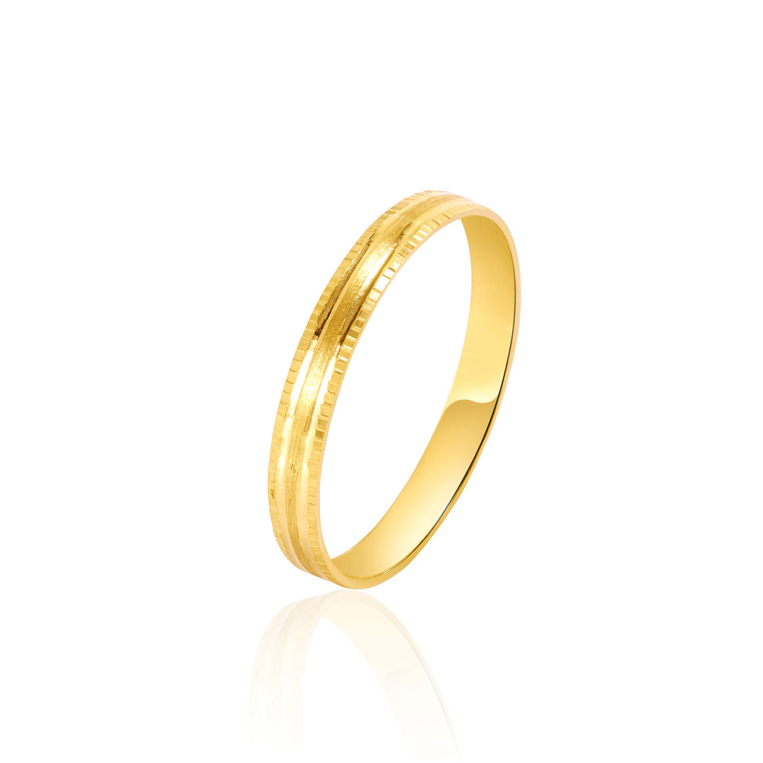 18K Real Gold Round Ring