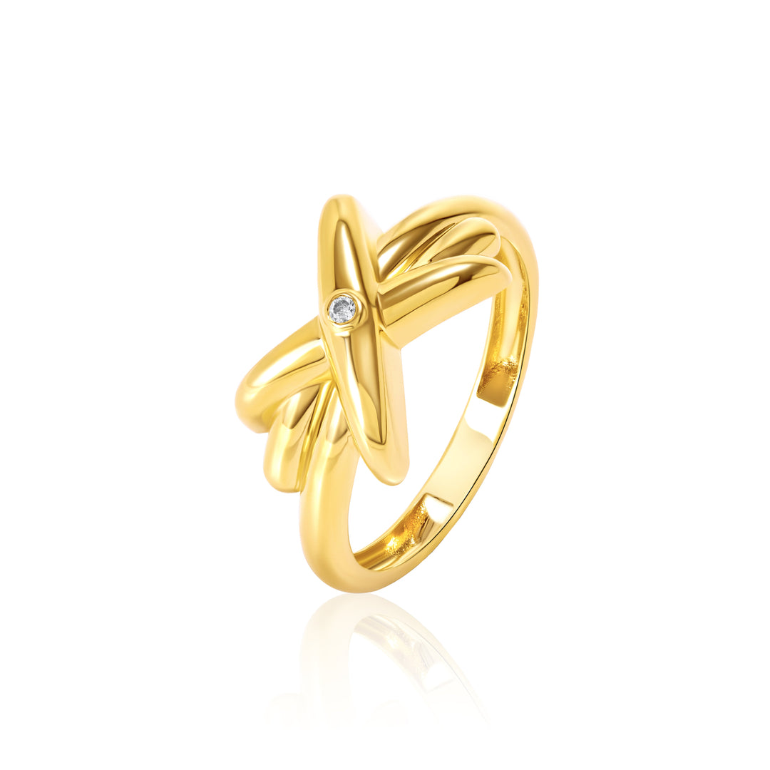 18K Real Gold Star Stone Ring