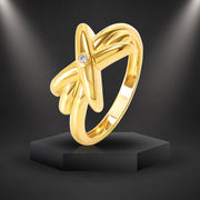 18K Real Gold Star Stone Ring