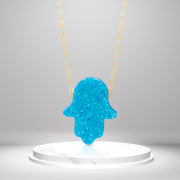 18K Real Gold Sky Blue Palm Necklace Talagold