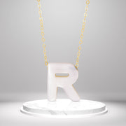 18K Real Gold Letter R Necklace