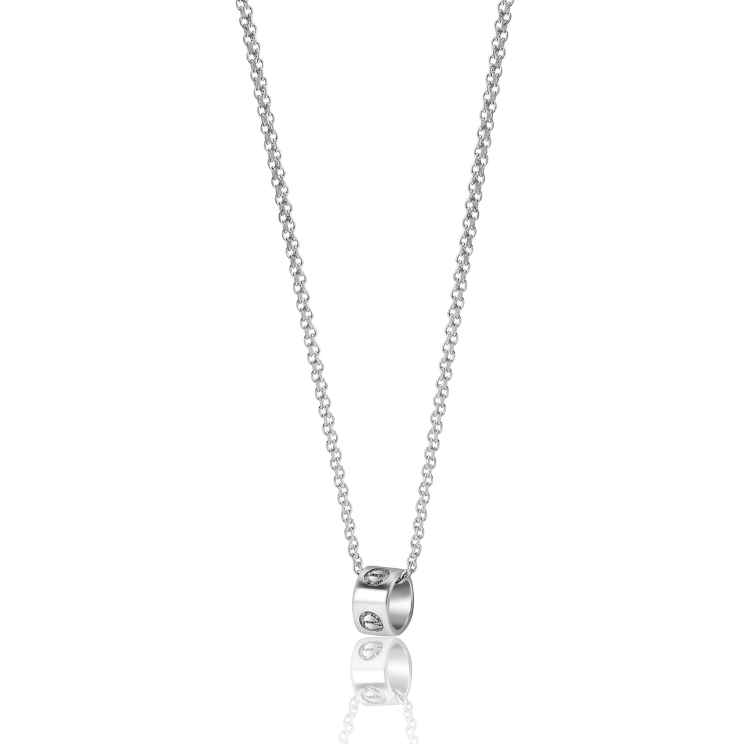 18K Real White Gold Movable Pendant Necklace