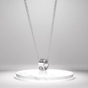 18K Real White Gold Movable Pendant Necklace
