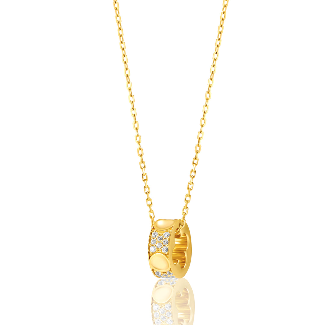 18K Real Gold Movable Ring Necklace