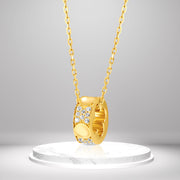 18K Real Gold Movable Ring Necklace