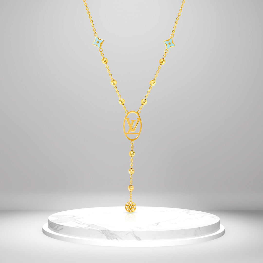 18K Real Gold L.V Seed Necklace