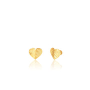 18K Real Gold Heart Screw Earring Set