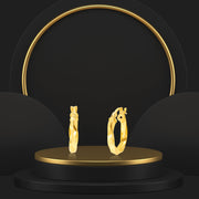 18K Real Gold Twisted Round Loop Earring Set