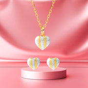 18K Pure Gold Heart Jewelry Set