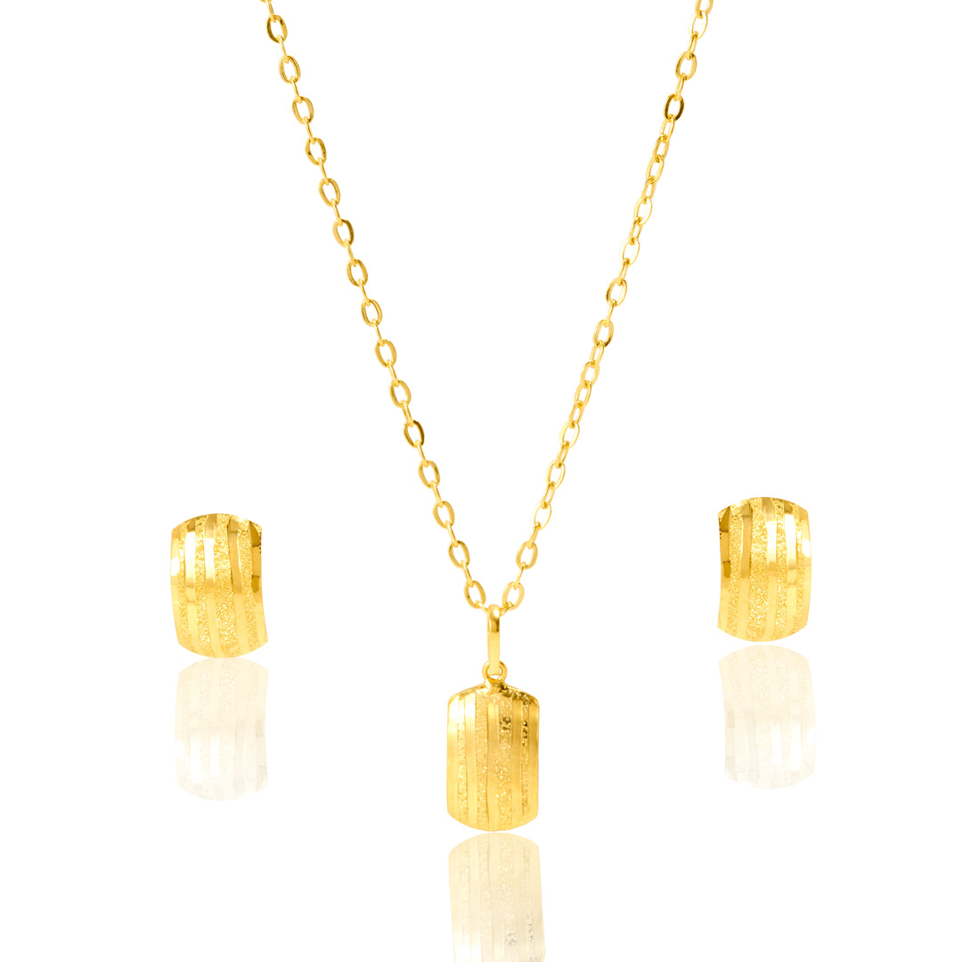 18K Real Gold Curved Square Jewelry Set