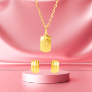 18K Real Gold Curved Square Jewelry Set