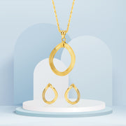 18K Real  Gold Oval Twisted Jewelry Set