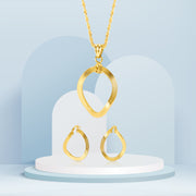 18K Real Gold Oval Twisted Jewelry Set