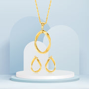 18K Real Gold Oval Twisted Jewelry Set