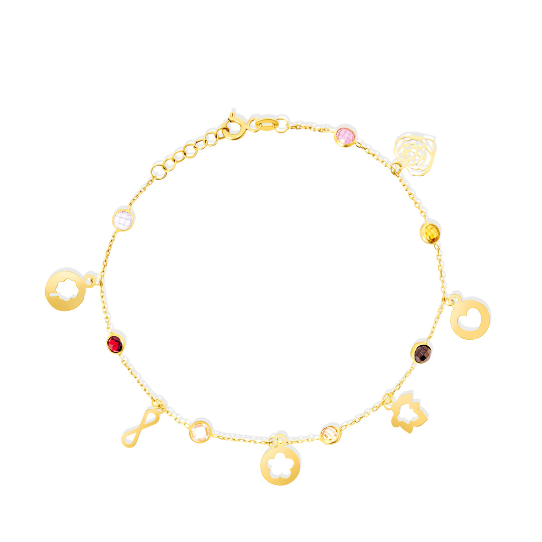 18K Real Gold Multi Hanging Bracelet