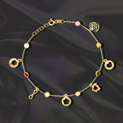 18K Real Gold Multi Hanging Bracelet