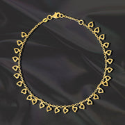 18K Real Gold Hanging Hearts Anklet