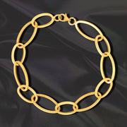 18K Real Gold Oval Linked Bracelet
