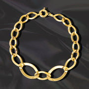 18K Real Gold Oval Linked Bracelet