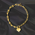 Load image into Gallery viewer, 18K Real Gold U-Linked Heart Bracelet
