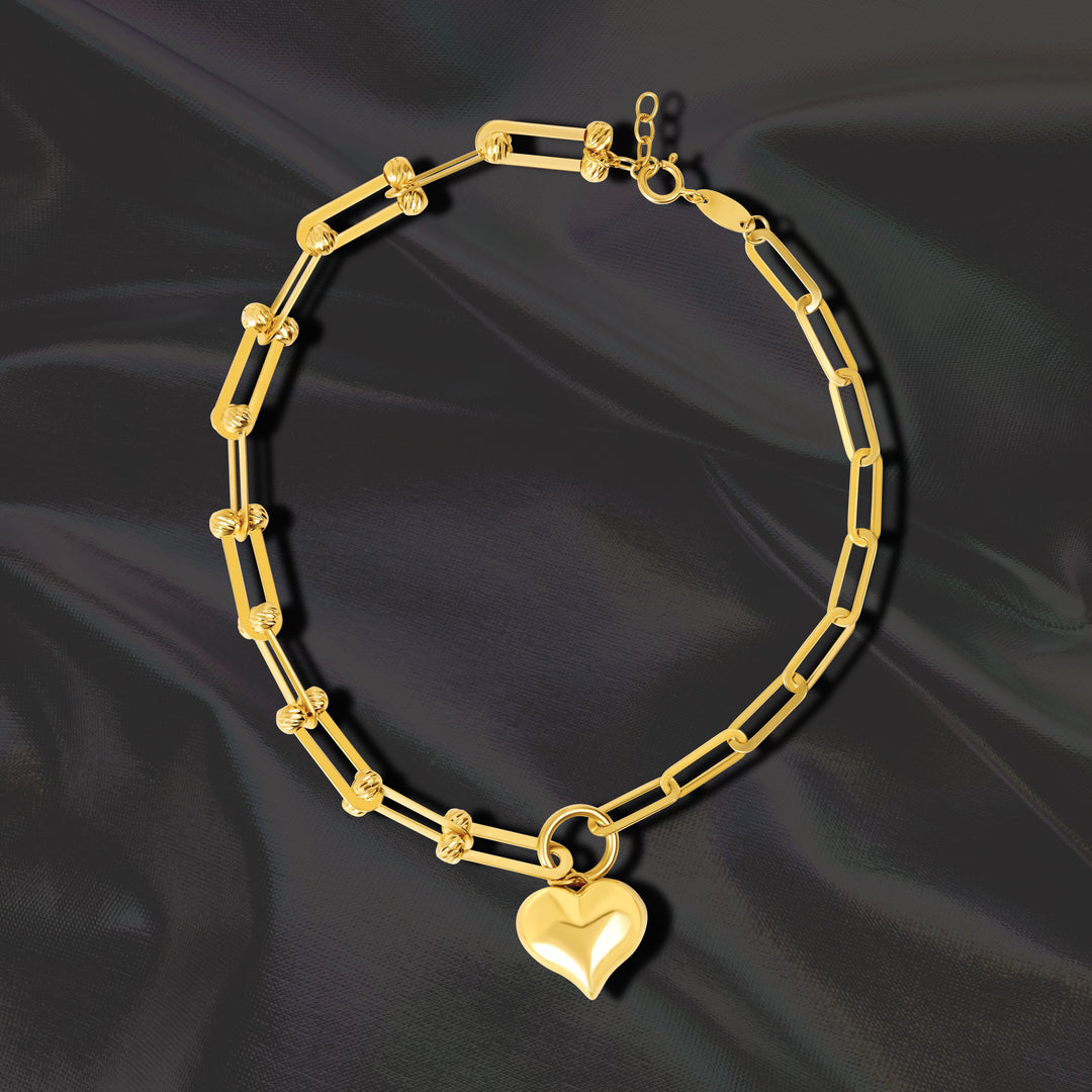 18K Real Gold U-Linked Heart Bracelet