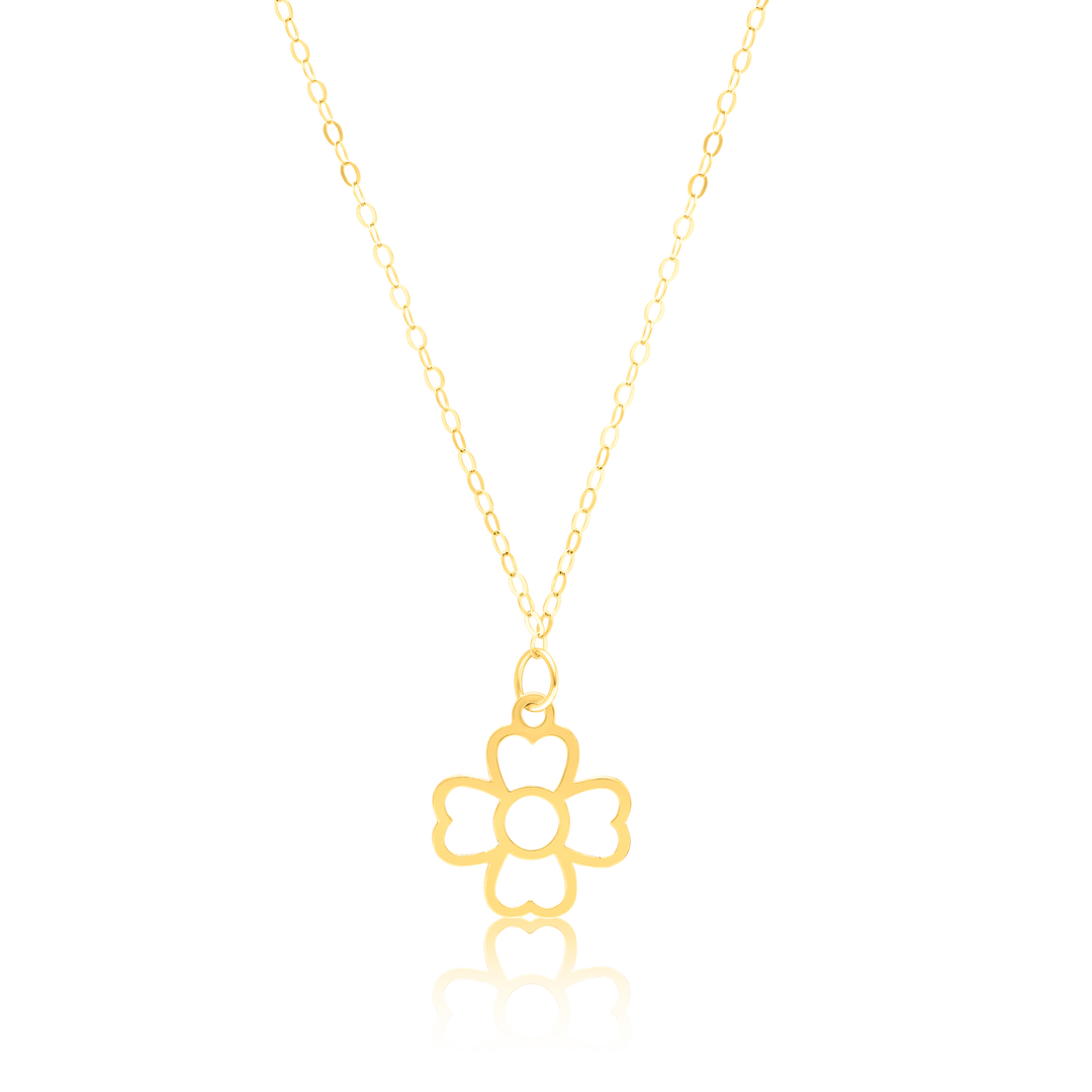 18K Pure Gold Flower Fine Necklace