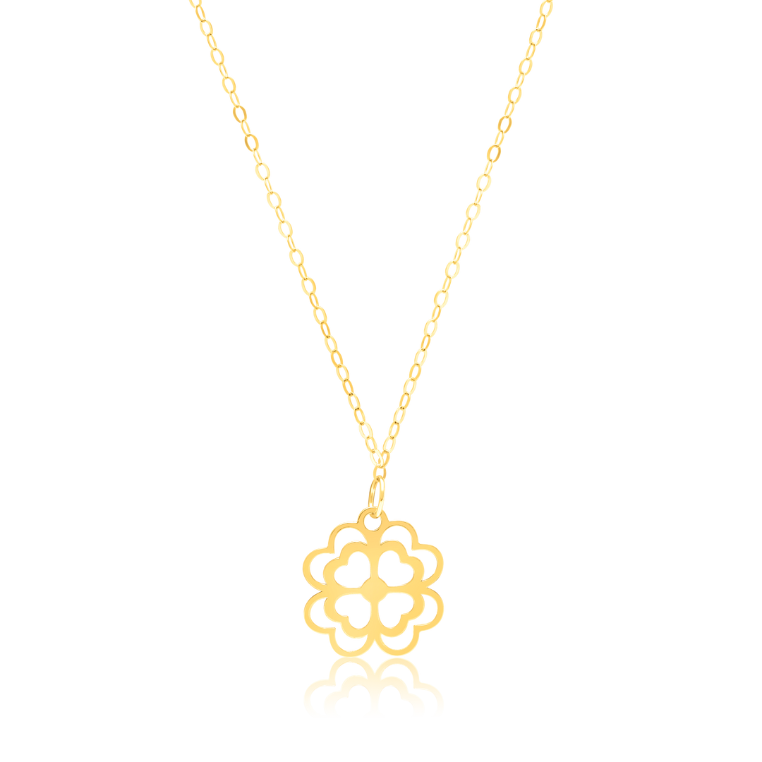 18K Pure Gold Flower Fine Necklace