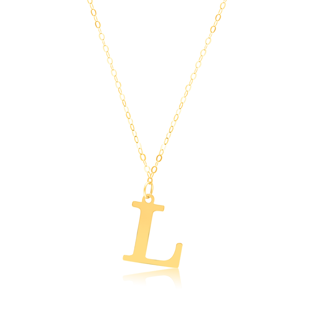 18K Pure Gold Fine Letter L Necklace