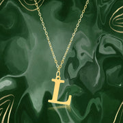 18K Pure Gold Fine Letter L Necklace