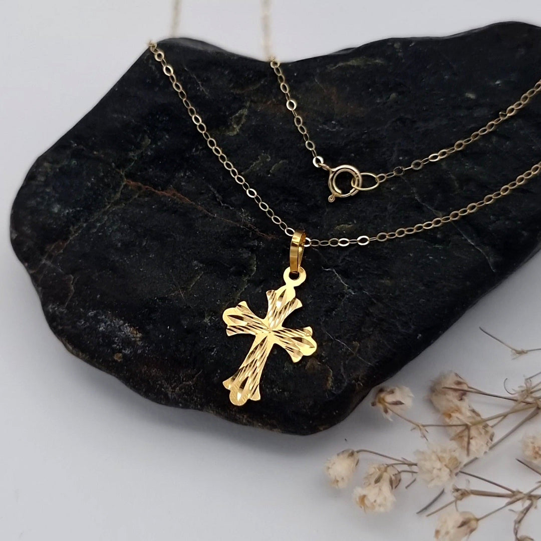 18K Real Gold Cross Necklace