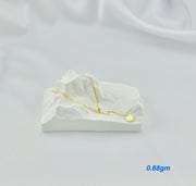 18K Real Gold Linked Seed Round Pendant Necklace