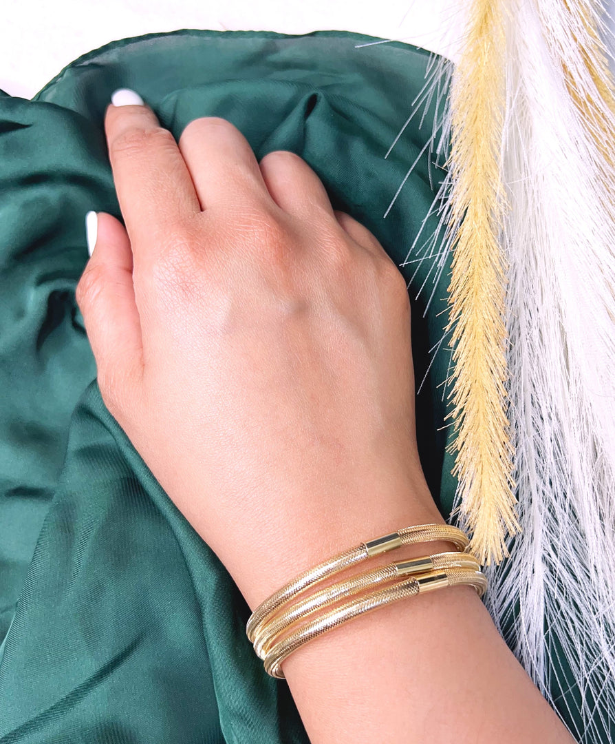 18K Real Gold Elastic Bangle