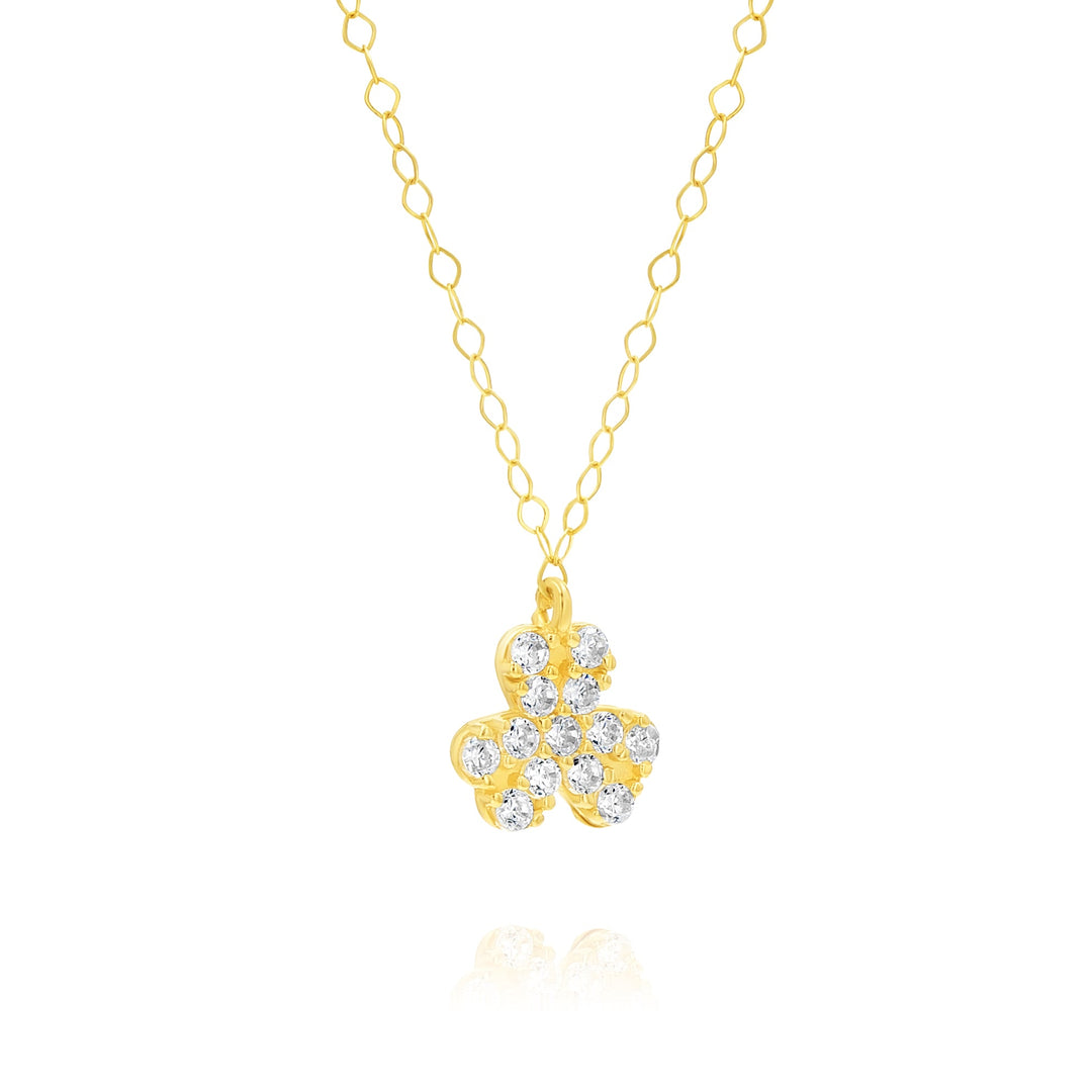 18K Real Gold Flower Stone Necklace