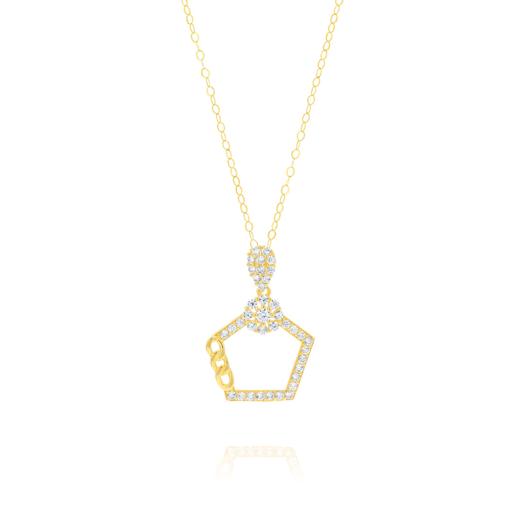 18K Real Gold Stone Necklace