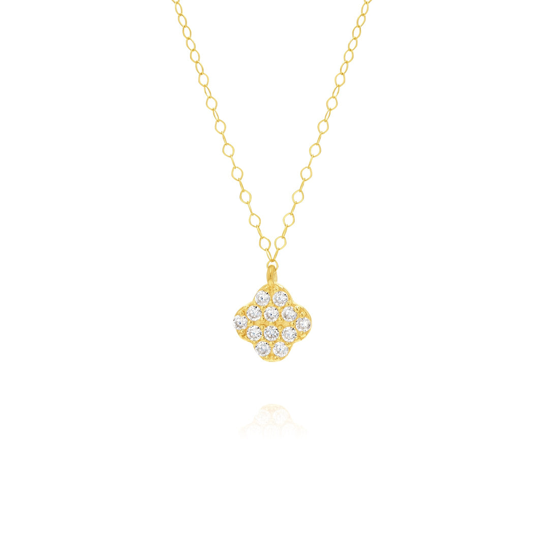 18K Real Gold Flower Stone Necklace