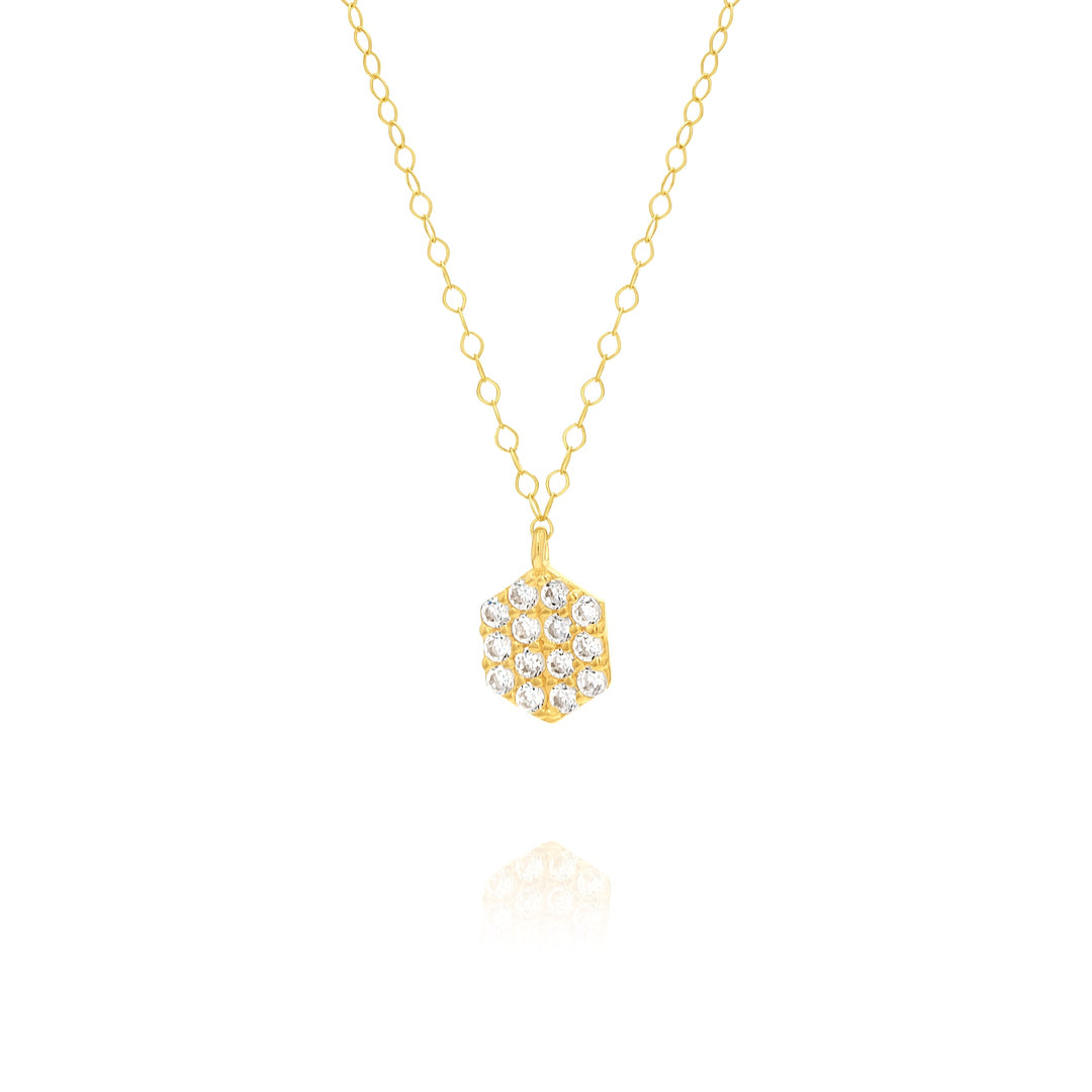 18K Real Gold Stone Necklace