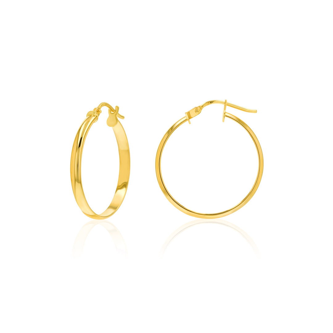 18K Real Gold Round Loop Earring Set