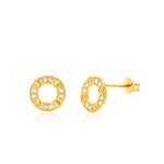Load image into Gallery viewer, 18K Real Gold Round Stone Stud Earrings
