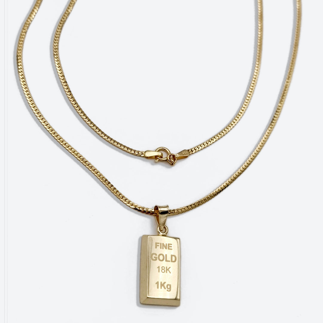 18K Real Gold Bar Necklace
