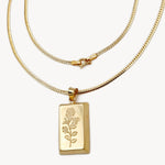 Load image into Gallery viewer, 18K Real Gold Bar Flower Necklace
